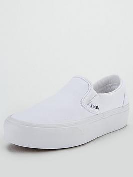 Vans Ua Classic Slip-On Platform - White, White/White, Size 8, Women