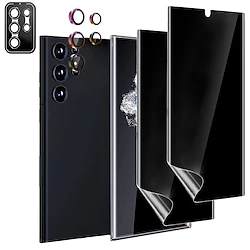 Flexible Privacy Screen Protector for Galaxy S22 Ultra with Colorful Aluminium Alloy Camera Lens Protector Anti-Spy TPU Film Support Fingerprint ID Lightinthebox