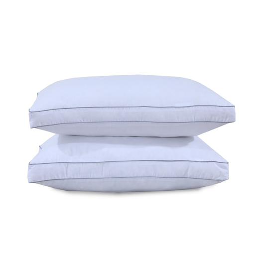 (Hollow Fiber Box Pillow (Pack of 2, 48 x 74cm)) Bounce Back Box Pillows Soft Hollow Fiber Filled Bed Pillows 100% Cotton Cover For Neck/ Back/Stomach