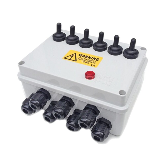 6 Way Garden Switch Box - with Neon Indicator Light
