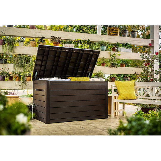 Keter Ontario Huge Waterproof Wood Look 870 litre Storage Box - Brown