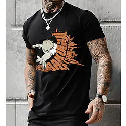 Inspired by My Hero Academia Katsuki Bakugo T-shirt Cartoon Manga Anime Classic Street Style T-shirt For Men's Women's Unisex Adults' 3D Print 100% Polyester Lightinthebox