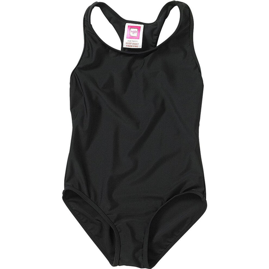 (7-8 Years, Black) H2O Girls Back To School Plain One Piece Swimsuit