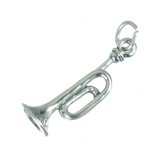 Bugle Horn sterling silver charm .925 x 1 Horns Trumpet Bugles charms
