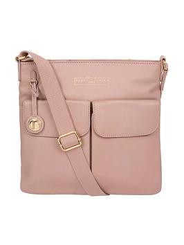 Pure Luxuries London Soames Zip Top Leather Cross Body Bag - Pink