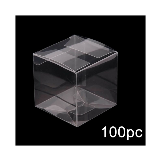 100 Wedding Favor Box Plastic Sweet Transparent PVC Cube Cake Gift