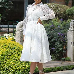 Audrey Hepburn 1950s Dress Masquerade Flare Dress Women's Costume Vintage Cosplay Party / Evening Long Sleeve Midi Plus Size Dress Masquerade Lightinthebox