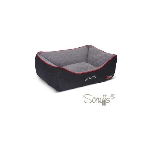 (Medium) Scruffs Black & Grey Thermal Box Pet Bed