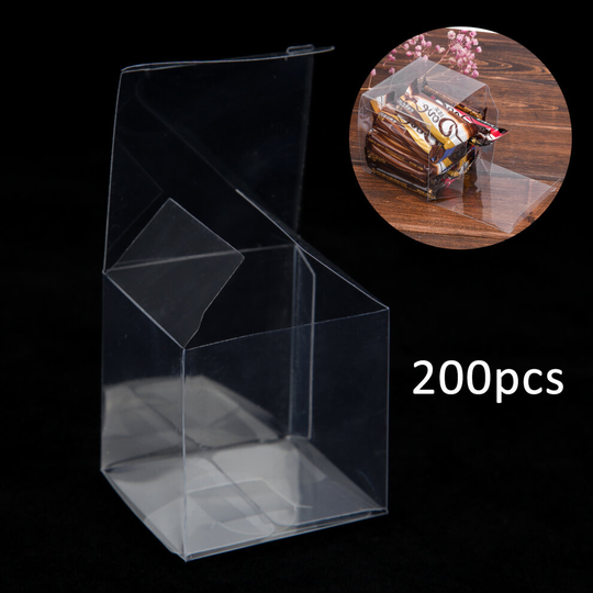 200 Wedding Favor Box Sweet Transparent PVC Cube Cake Gift Candy Bags