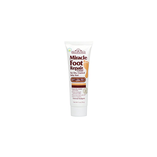 Miracle Foot Repair Cream 1 oz with 60% Pure Organic Aloe Vera Softens Dry Cracked Feet