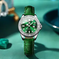 The New Ladies' Watch Is Decorated With Glow-In-The-Dark Calendar And Diamond-Inlaid Simple Ladies' Waterproof Quartz Watch Lightinthebox