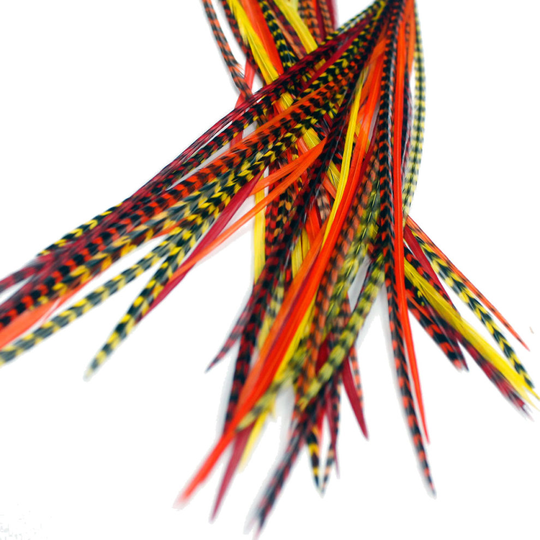 (Sunburst) 25 Real Feather Hair Extensions: 7-9 inch Kit