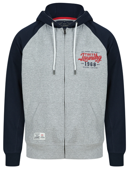 Hoodies / Sweatshirts Raggo Zip Through Raglan Sleeve Hoodie in Light Grey Marl / Navy - Tokyo Laundry / S - Tokyo Laundry