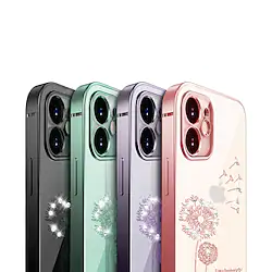 Phone Case For Apple Back Cover Plating Transparent Shockproof Flower / Floral TPU Lightinthebox