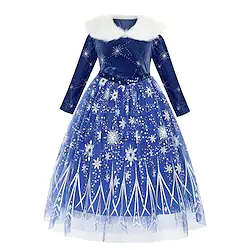 Frozen Fairytale Princess Elsa Flower Girl Dress Theme Party Costume Tulle Dresses Girls' Movie Cosplay Cosplay Halloween Blue Dress Halloween Carnival Masquerade Polyester Lightinthebox