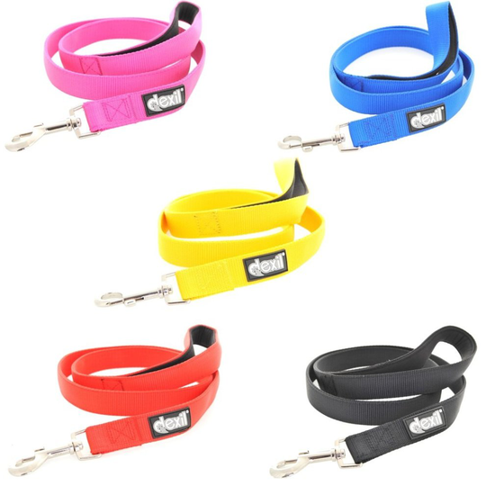 Dexil Elite Range Luxury Padded Handle Strong 1.8m 6ft Pet Dog Lead Leash (Liquorice Black, 180cm/6ft x 25mm)