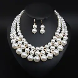 Bridal Jewelry Sets 1 set Pearl Imitation Pearl Alloy 1 Necklace Earrings Women's Statement Cute Fancy Flower irregular Jewelry Set For Party Wedding / Pearl Necklace Lightinthebox