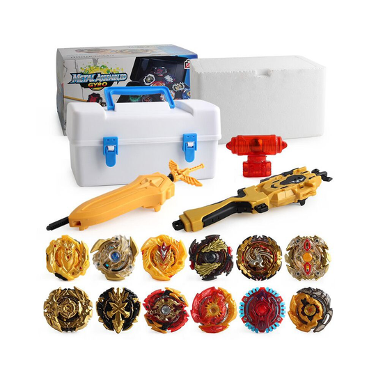 (White Box) 12PCS Beyblade Gold Burst Set With Launcher+Box