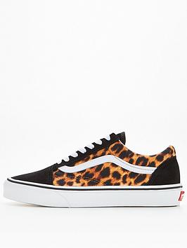 Vans UA Old Skool Shoes - Leopard/White, Leopard/White, Size 3, Women