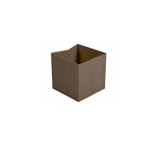 (Dark Brown, 1) LARGE COLLAPSABLE CUBE STORAGE BOXES WITH CARRY