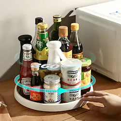 Kitchen Spice Organizer 360 Rotating Rack Kitchenware Closet Seasoning Condiment Storage Tool Pantry Cabinet Turntable Lightinthebox