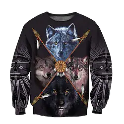 Inspired by American Indian Totem Cartoon Manga Sweatshirt Anime Graphic Hoodie For Men's Women's Unisex Adults' 3D Print 100% Polyester Casual Daily Lightinthebox