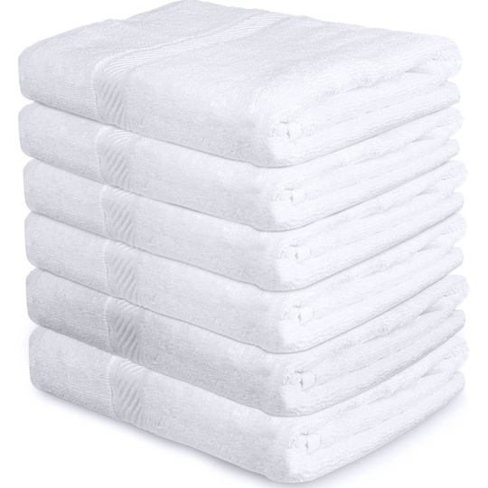 Utopia Towels 100% Cotton White Bath Towels Set (6 Pack, 56 x 112 cm) Lightweight High Absorbency, Multipurpose, Quick Drying, Pool Gym Towels Set