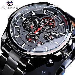 Forsining Three Dial Calendar Stainless Steel Men Mechanical Automatic Wrist Watches Top Brand Luxury Military Sport Male Clock Lightinthebox
