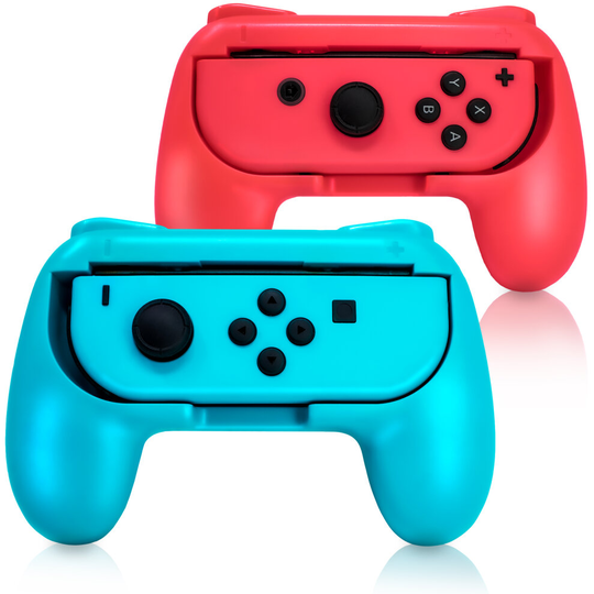 2 x Red & Blue Controller Grip Handles for Nintendo Switch Joy-Con