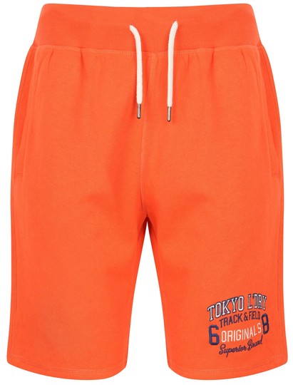 Jogger Shorts Otter Rock Motif Brushback Fleece Jogger Shorts in Emberglow Orange - Tokyo Laundry / M - Tokyo Laundry