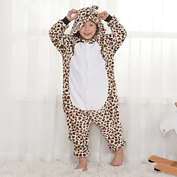 Kid's Kigurumi Pajamas Bear Leopard Onesie Pajamas Flannel Fabric Cosplay For Boys and Girls Carnival Animal Sleepwear Cartoon Festival / Holiday Costumes Lightinthebox