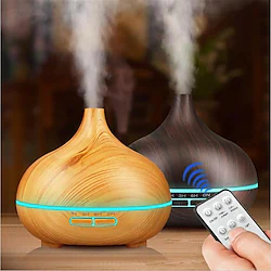 550ml Remote Control Aromatherapy Essential Oil Diffuser Wood Grain Ultrasonic Air Humidifier Cool Mister with 7 Color LED Light Lightinthebox
