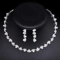 Bridal Jewelry Sets 3pcs Imitation Pearl Rhinestone 1 Necklace 1 Bracelet Earrings Women's Personalized Stylish Artistic Classic Precious irregular Jewelry Set For Christmas Street Carnival Lightinthebox