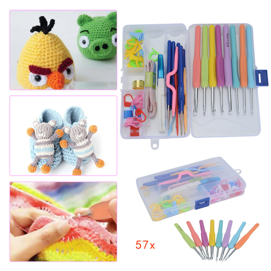 Ergonomic Grip + Bag Kit Knitting Needle Sewing Tool Crochet Hook Kit