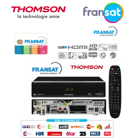 Thomson THS805 HD Fransat USB PVR Decoder + Fransat HD SmartCard for French TV