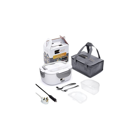 Electric Lunch Box Food Heater - FORABEST 2-in-1 Portable Food Warmer Lunch Box for Car & Home ? Leak Proof, 2 Compartments, Removable 304 Stainless