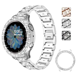 Compatible with Samsung Galaxy Watch Active/Active 2 40mm 44mm Band with Case for Women Jewelry Rhinestone Diamond Replacement Metal Wristband Strap with Bling Protector Case Lightinthebox
