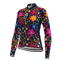 21Grams Women's Cycling Jersey Long Sleeve Bike Top with 3 Rear Pockets Mountain Bike MTB Road Bike Cycling Breathable Quick Dry Moisture Wicking Reflective Strips Dark Navy Floral Botanical Lightinthebox