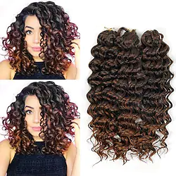 Crochet Hair Braids Deep Wave Box Braids Blonde Burgundy Auburn Synthetic Hair 14 inch Braiding Hair 3pcs / pack Lightinthebox