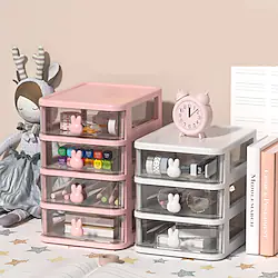 Cute Makeup Organiser with Drawers Sturdy Plastic Storage Box for Makeup Accessories Jewelry and More Compact Dressing Table Organiser Clear Lightinthebox