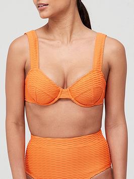Solid & Striped The Lilo Chain Rib Bikini Top - Pumpkin