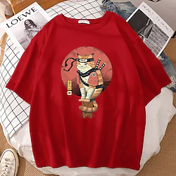 Inspired by japanese samurai Cat T-shirt Anime Cartoon Anime Classic Street Style T-shirt For Men's Women's Unisex Adults' Hot Stamping 100% Polyester Casual Daily Lightinthebox