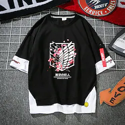 Inspired by Attack on Titan Eren Jaeger Cartoon Manga Back To School Anime Fake two piece Harajuku Graphic T shirt For Men's Women's Unisex Adults' Hot Stamping 100% Polyester Lightinthebox