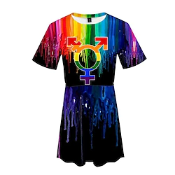 Inspired by Pride Parade LGBT Pride Gay Pride Rainbow Flag Dress Cartoon Manga Anime Harajuku Graphic Kawaii Dress For Women's Adults' 3D Print 100% Polyester Lightinthebox