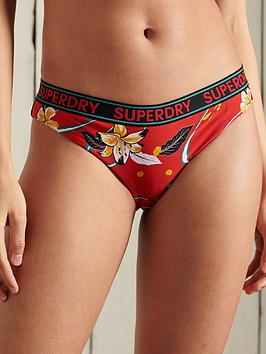 Superdry Logo Surf Bikini Brief - Red, Red, Size 16, Women