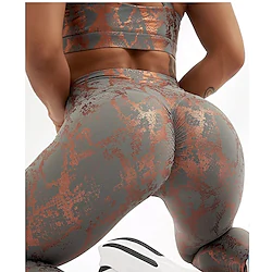 Women's Yoga Pants Scrunch Butt Tummy Control Butt Lift Breathable High Waist Yoga Fitness Gym Workout Leggings Bottoms Snakeskin Green White Black Winter Sports Activewear High Elasticity Slim Lightinthebox