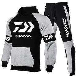 Men's Tracksuit Sweatsuit 2 Piece Athletic Winter Long Sleeve Thermal Warm Breathable Moisture Wicking Fitness Running Jogging Sportswear Activewear Color Block blackdark grey BlackLight Grey Light Lightinthebox