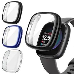 3 Pack Watch Case with Screen Protector Compatible with Fitbit Versa 4 Scratch Resistant Rugged Bumper Full Cover Tempered Glass / Hard PC Watch Cover Lightinthebox