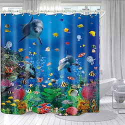 Coral Fish Dolphin Series Digital Printing Shower Curtain Shower Curtains Hooks Modern Polyester New Design Lightinthebox