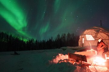 Northern lights and Aurora Photgraphy with Warm Geodesic Dome